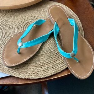 Talbots Teal and Tan Sandals